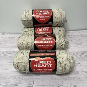 Red Heart Super Saver Fleck Yarn Aran Fleck 4313 Worsted 4-Ply 6oz Lot of 4